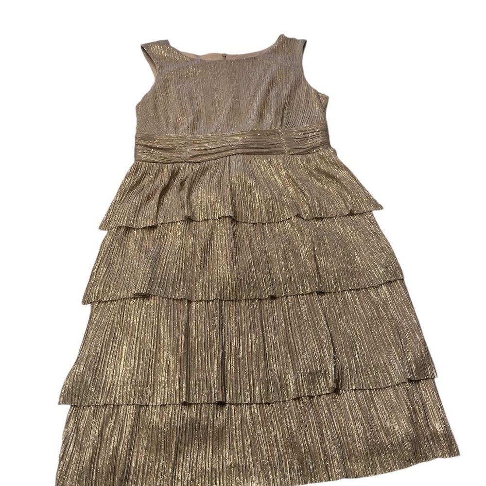 Women's Connected Apparel Elegant Gold Tiered Dress